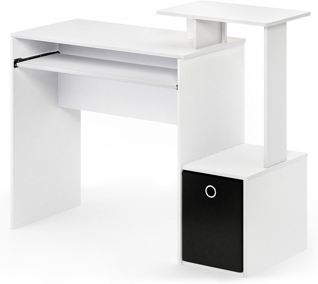 Econ Desk, 40-in Wide Gaming Desk with Keyboard Tray, Plain White