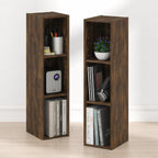 Fulda Book Shelf Set of 2, 3-Tier Narrow Bookshelf, 8"W, Amber Pine