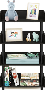 TURN-N-TUBE 4-Tier Display Shelf, Storage Shelves, Book Shelf, Open Shelves with Rounded Corner Top Edges, for Organization and Storage, Living Room, Home Office, Espresso