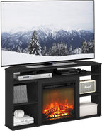 Jensen Corner TV Stand with Fireplace for TV up to 55 Inches, Americano