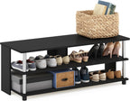 Turn-N-Tube Shoe Rack, 3-Tier Shoe Organizer, Compact Shoe Storage with Open Shelves and Stainless Steel Tubes, 15.5 x 41.1 x 15.8, for Closet Entryway, Office, Garage, Americano