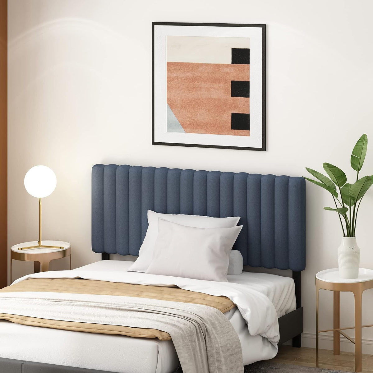 Roanne Upholstered Tufted Headboard, Denim, Full