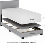 PESSAC Bed Frame, Twin XL Size Bedframe with Fabric Upholstered Headboard, Bed with Legs, Wooden Slat Support, Easy Assembly, for Bedroom, Dorm, Light Grey