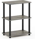 Turn-N-Tube No Tool 3-Tier Storage Shelf, Narrow, French Oak Grey/Black