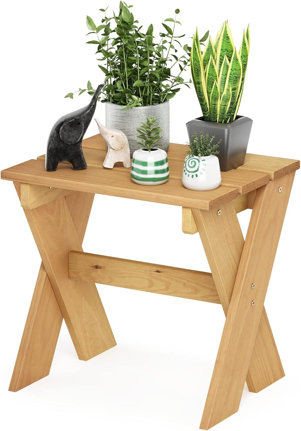Compact Patio Table with X-Leg, Easy Assembly, Pine Wood