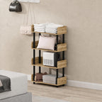 Turn-N-Tube 4-Tier Oak Storage Shelves with Side Panels, Book Shelf, Display Shelf, for Organization and Storage, Living Room, Home Office, Brown Oak