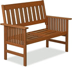 FG17319 Tioman Outdoor Hardwood Patio Furniture Mediterranean Bench with Cushion, 1, Natural