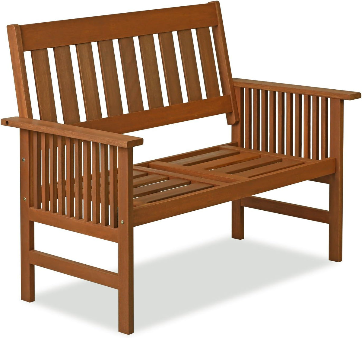 FG17319 Outdoor Hardwood Patio Furniture Mediterranean Bench with Cushion, 1, Natural