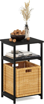 Just Side Table, 3-Tier Metal Frame End Table, Black Espresso
