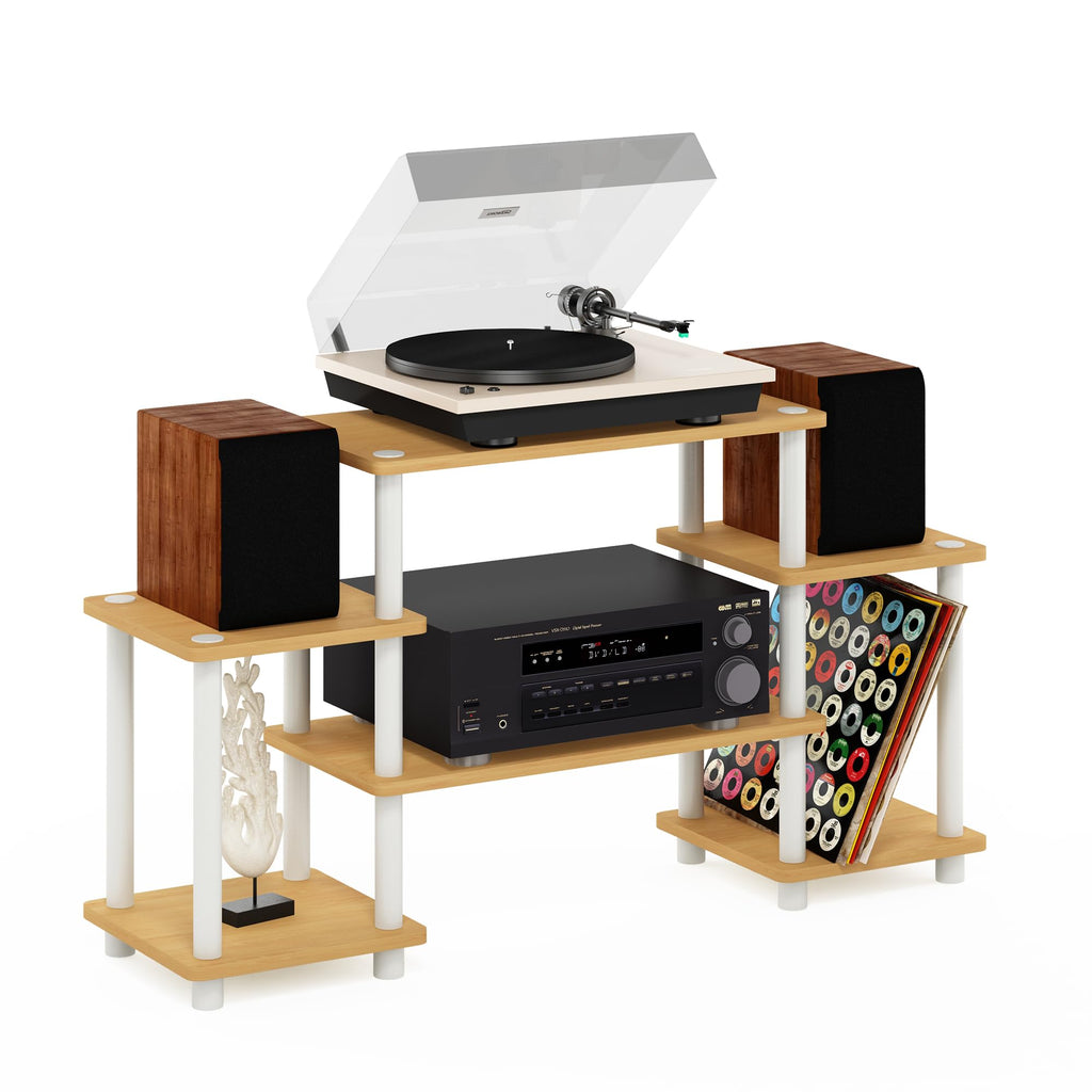 JAYA Simple Design Corner TV Stand, Espresso/Black