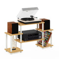 JAYA Simple Design Corner TV Stand, Espresso/Black