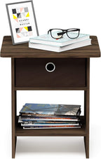 Dario End Table / Side Table / Night Stand / Bedside Table with Bin Drawer, 1-Pack, Columbia Walnut/Dark Brown