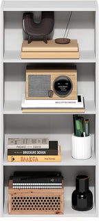 Basic Book Shelf, 4-Tier Bookcase with Open Shelf, Bookshelf, Cube Storage Organizer, 7 x 17 x 35, for Living Room, Bedroom, Home Office, White