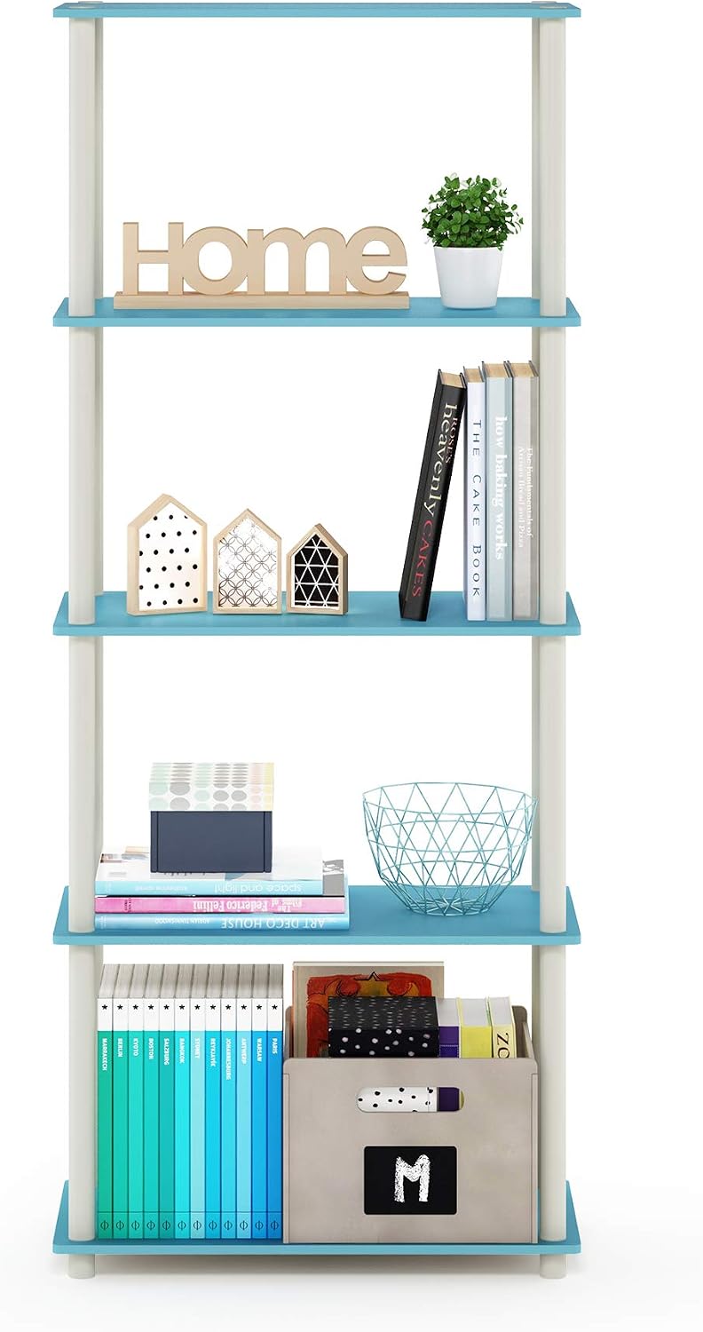 Turn-N-Tube Toolless Assembly 5-Tier Closet Shelf, Light Blue
