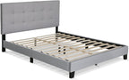 Laval Button Tufted Upholstered Platform Bed Frame, Queen, Glacier
