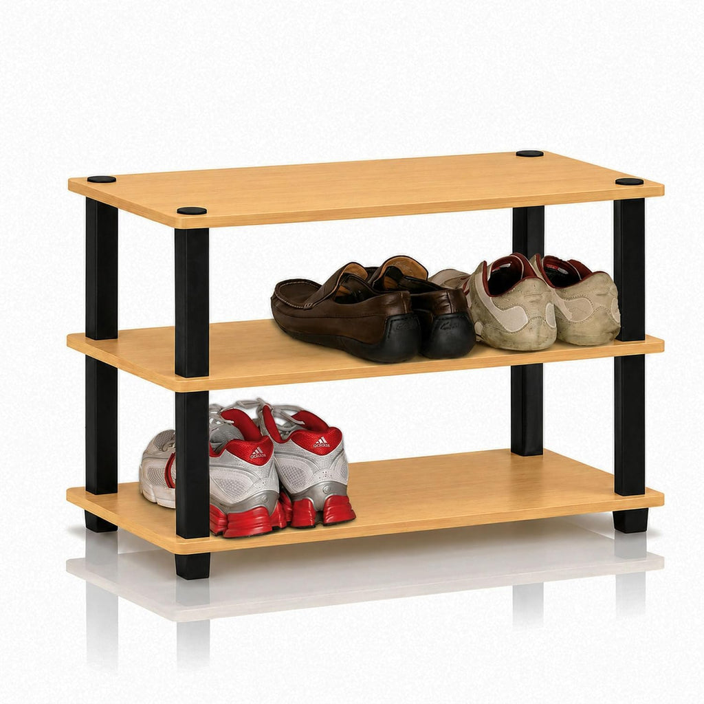 Turn-S-Tube 3-Tier Shoe Rack, Light Cherry/Black