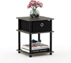 Turn-N-Tube 3-Tier End Table, French Oak Grey/Black/Black,18063GYW/BK/BK