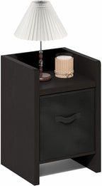 Viola Thick Frame Night Stand with Storage Bin, Dark Oak