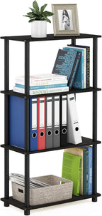 Turn-N-Tube Storage Shelves, 4-Tier Book Shelf, Corner Shelf, Toolless Open Shelves, for Organization and Storage, Living Room, Bedroom, Entryway, Laundry, Black Espresso
