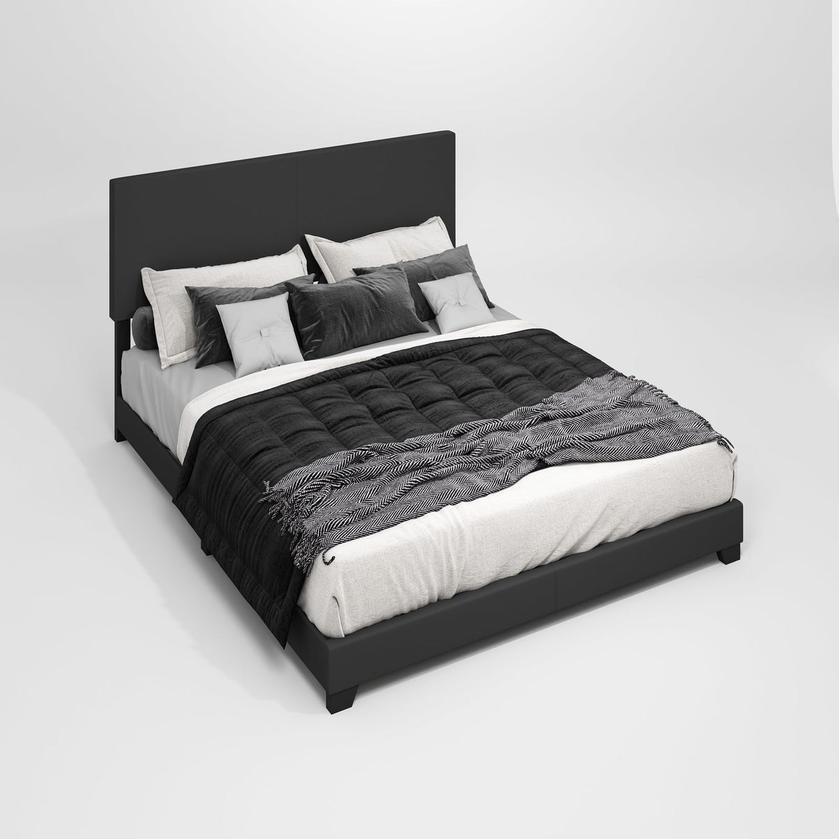PESSAC Fabric Upholstered Bed Frame, Queen Size, Glacier