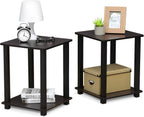 Simplistic Set of 2 Toolless Living Room Table Set, Dark Walnut