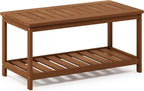 TIOMAN 2-Tier Outdoor Patio Table with Open Shelf, Natural
