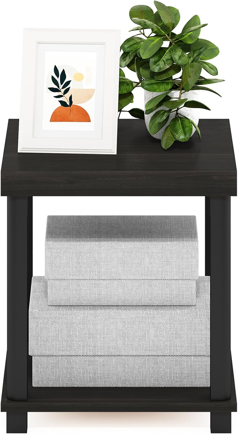 Turn-N-Tube Toolless 2-Tier Side Table, Thick Tabletop, Espresso