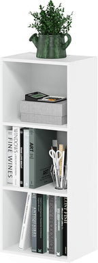 LUDER Book Shelf, 3-Cube Bookshelf, Bookcase with Open Shelves, 9.3 x 12 x 31.5, Easy Assembly, for Living Room, Bedroom, Home Office, White