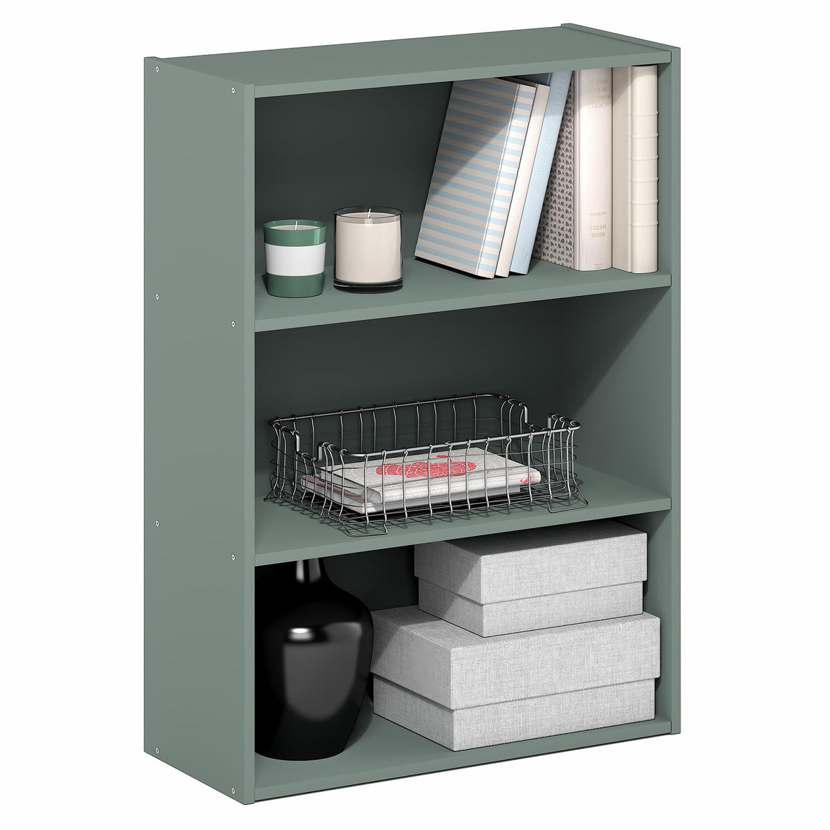 4-Tier Book Shelf, Open Shelves Bookshelf, Light Blue/White