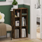 Fulda Book Shelf Set of 2, 3-Tier Narrow Bookshelf, 8"W, Amber Pine