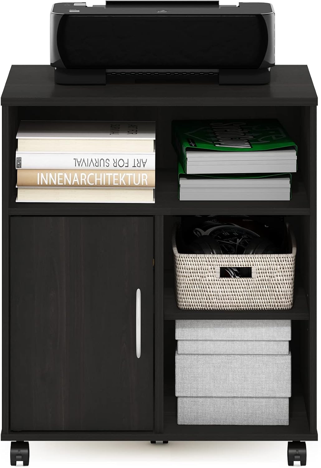 ECON 3-Tier Under Desk Printer Stand with Wheels, Espresso