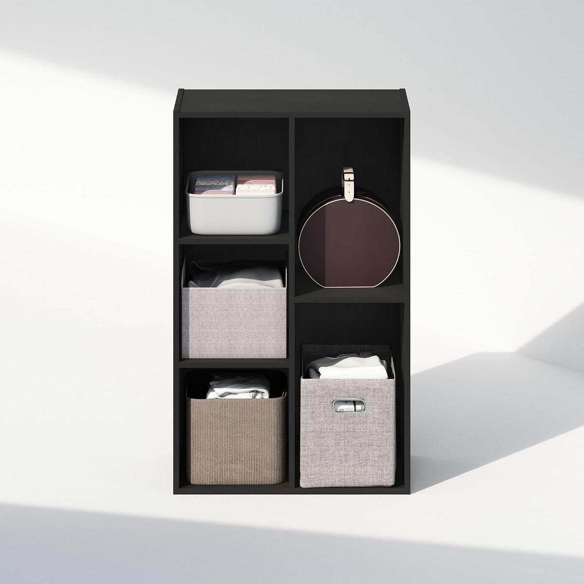 Reed Closet Organizers and Storage, 5-Cube Reversible Closet Shelves, Closet Organization Shelf, 9.4 x 19.5 x 31.5, for Bedroom, Closet, Blackwood