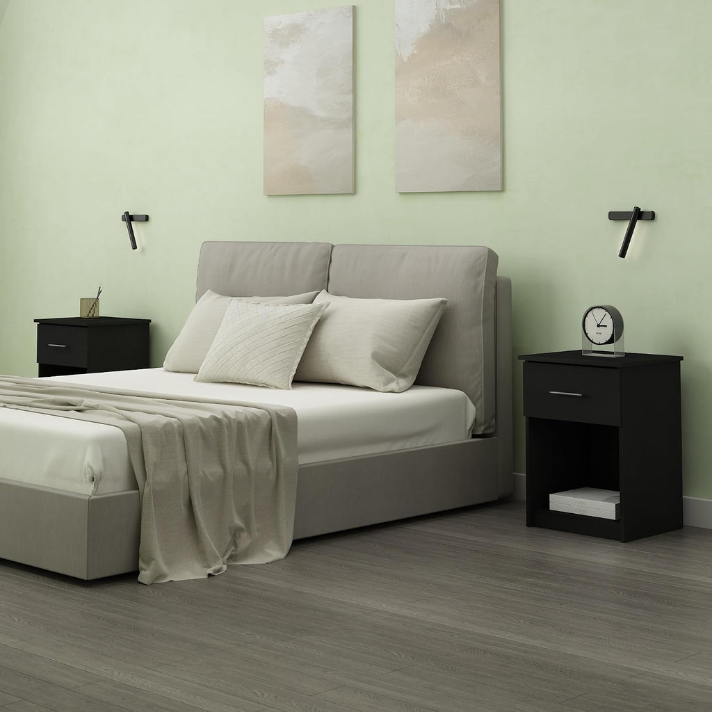 TIDUR Night Stand, Nightstand with Drawer, Dark Americano