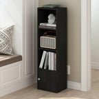 Luder Shelf Bookcase with 1 Door Storage Cabinet, Blackwood