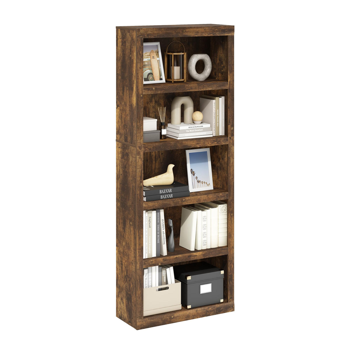 4-Tier Book Shelf, Open Shelves Bookshelf, Light Blue/White