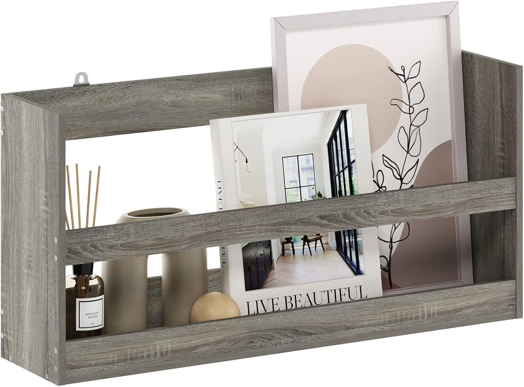 Hermite Rectangular Floating Shelves for Wall, Grey Oak