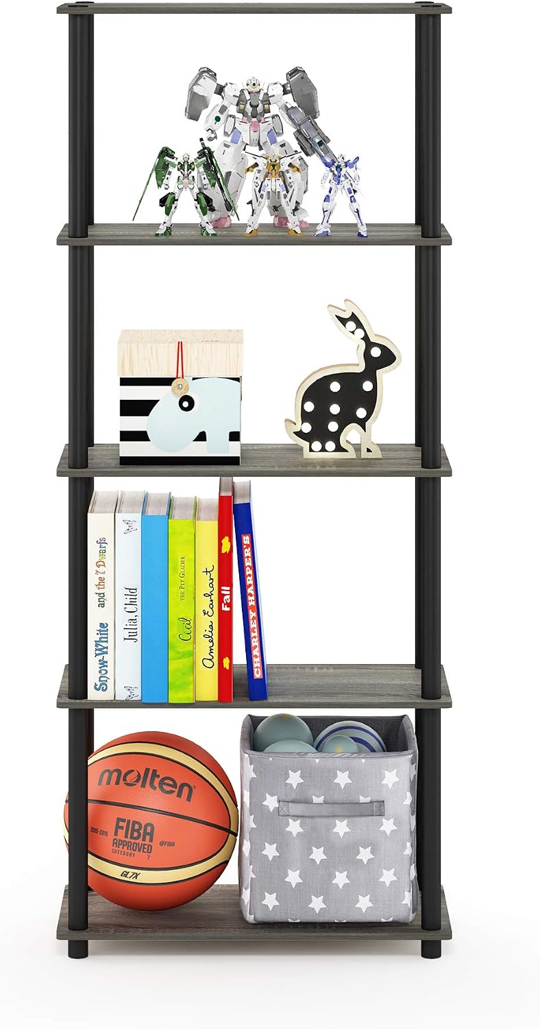 Turn-N-Tube Toolless Assembly 5-Tier Closet Shelf, French Oak