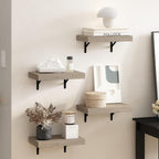 Tanna Floating Shelves for Wall Set of 4, 15-Inch Wall Shelf, Wall Mounted Shelf, for Bathroom, Home Office, Living Room, Natural