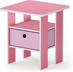 Andrey 3-Tier Square Side Table with Storage Bin, Pink