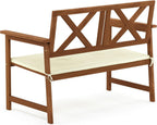 TIOMAN 2-Seater Outdoor Bench with Cushion, Light Wood