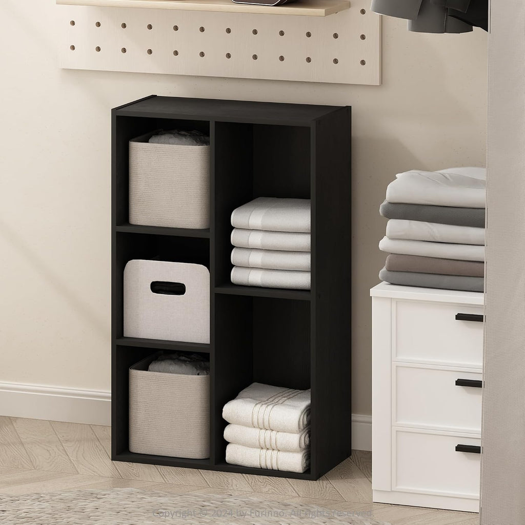 Reed Closet Organizers and Storage, 5-Cube Reversible Closet Shelves, Closet Organization Shelf, 9.4 x 19.5 x 31.5, for Bedroom, Closet, Blackwood