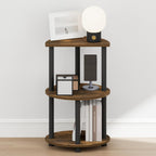 Turn-N-Tube Night Stand, 3-Tier Oval Nightstand, Half Round Top Panel Bedside Table, Side Table, End Table with Open Shelf, for Bedroom, Living Room, Amber Pine