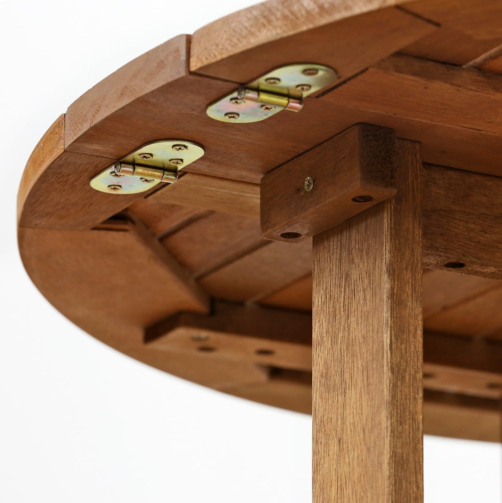 TIOMAN Outdoor Round Foldable Patio Table, Natural