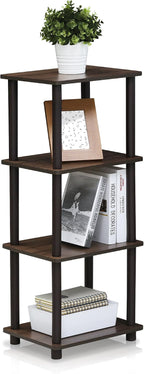 RATA Book Shelf, 5-Tier Industrial Multipurpose Flat Base Bookshelf, Bookcase with Metal Frame, Wide, Columbia Walnut