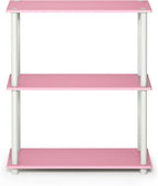 TURN-N-TUBE Storage Shelves, 3-Tier Book Shelf, Corner Shelf, Toolless Open Shelves, for Organization and Storage, Living Room, Garage, Home Office, Pink