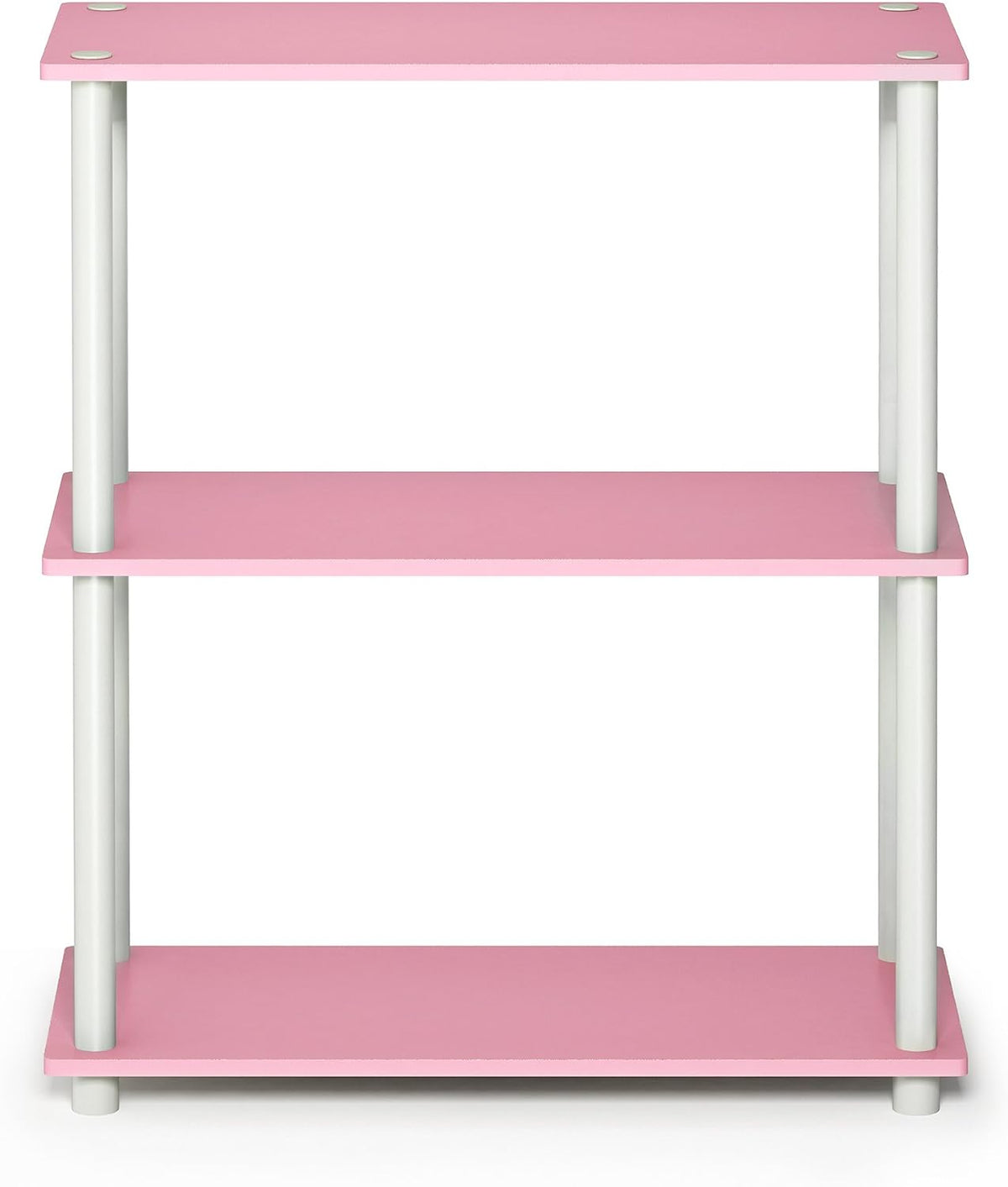 TURN-N-TUBE Storage Shelves, 3-Tier Book Shelf, Corner Shelf, Toolless Open Shelves, for Organization and Storage, Living Room, Garage, Home Office, Pink