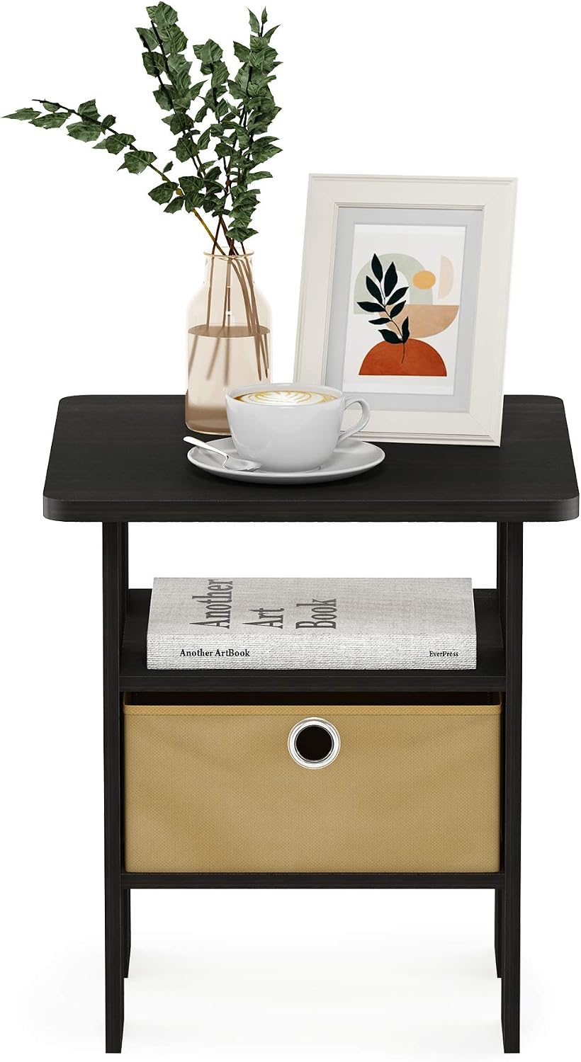 ANDREY Square Side Table, End Table, Night Stand, Dark Espresso