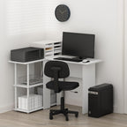 Abbott L-Shape Desk with Bookshelf, 41.14 (W) x 28.94 (H) x 34.45 (D) inches, White/White
