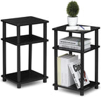 JUST Toolless 3-Tier Side Table Set of 2, Open Shelf, Americano