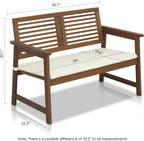TIOMAN Outdoor Bench, Garden Bench with Back, for Patio, Garden, Porch, 22 x 42 x 32, Natural